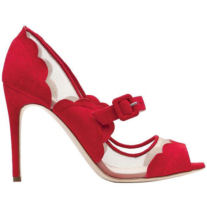 Свадьба - Rupert Sanderson - Red Suede And Mesh Mary Jane Heels Wedding Shoes