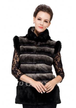 Mariage - Girls fur gilet  with black mink fur retro vest