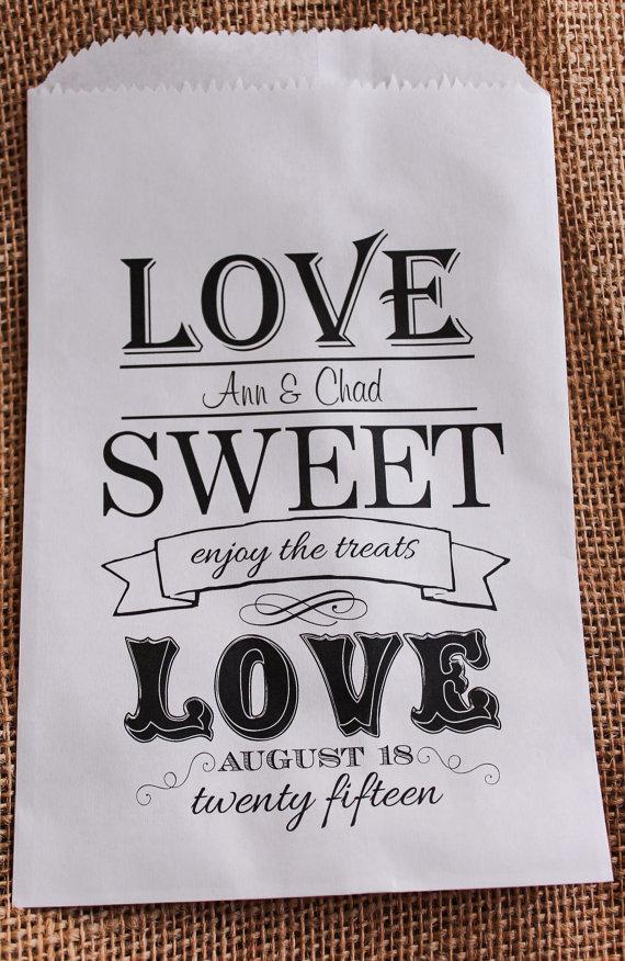 زفاف - Wedding Favor Bags- Candy Buffet-Personalized Treat Bags-Sweet Table-Love Sweet Love