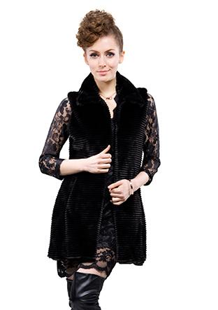 Mariage - Black faux mink fur vest for girls