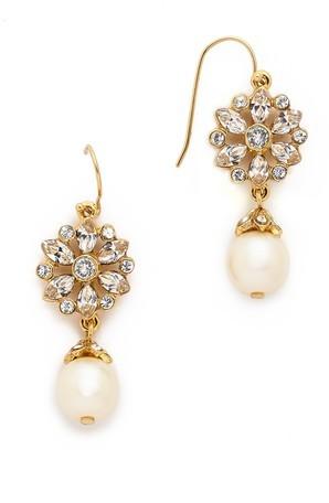Свадьба - Ben-Amun Crystal Imitation Pearl Drop Earrings