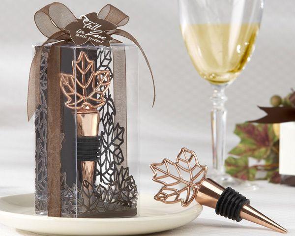 زفاف - Copper-Finish Bottle Stopper In Laser-Cut Leaf Gift Box