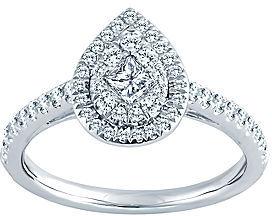 Hochzeit - nicole by Nicole Miller 5/8 CT. T.W. Diamond Pear-Shape Ring 14K White Gold