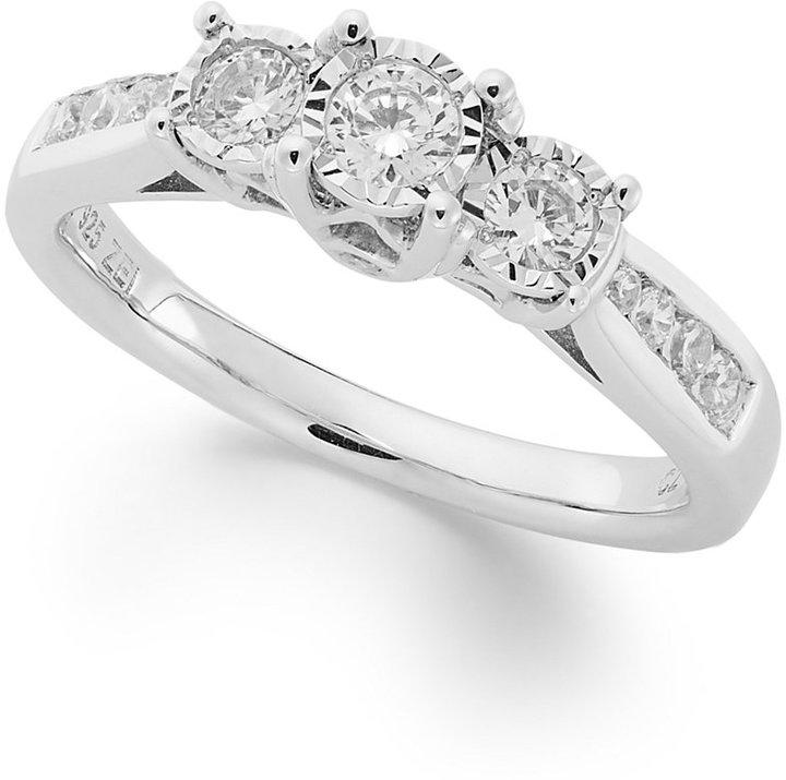 Mariage - TruMiracle® Three-Stone Diamond Ring in 14k White Gold (1/2 ct. t.w.)