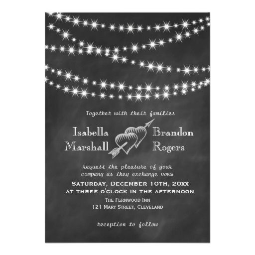 Mariage - Blackboard Twinkle Lights Wedding Invitation