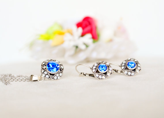 زفاف - #wedding #bridal #bridesmaids #sparkle #artdeco #jewelry #clearcrystal #swarovski #rhinestone #necklace #earrings #gift #chic #blue