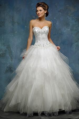 Mariage - Graceful Sweetheart Princess Wedding Dress With Ragged Edged Tulle Skirt