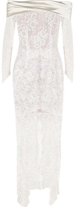 Hochzeit - Alessandra Rich Satin-trimmed lace gown