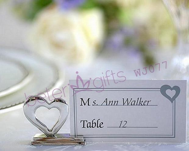 Wedding - Silver Heart Shaped Place Card Holders Wedding Favors