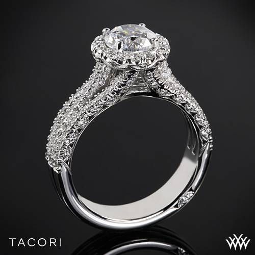 Hochzeit - Platinum Tacori Petite Crescent Triple Row Diamond Engagement Ring