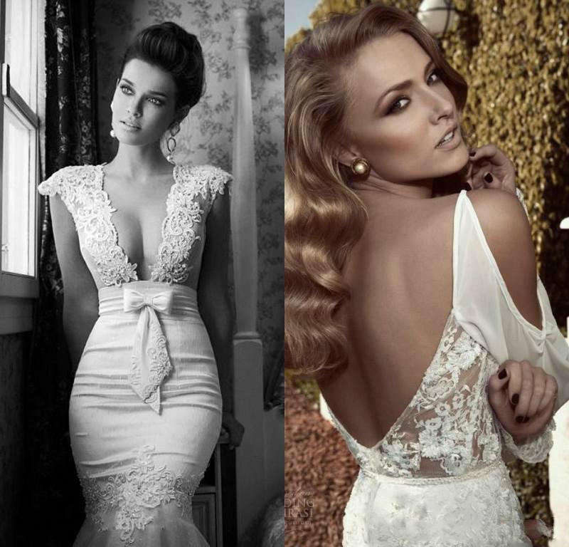 Свадьба - Cheap Berta Wedding Dresses - Discount Cheap New 2014 Wedding Dresses Sexy Plunging Sheer Online with $102.4/Piece 