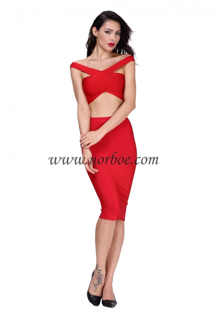 زفاف - Norboe The Celebrity Red Bandage Dress