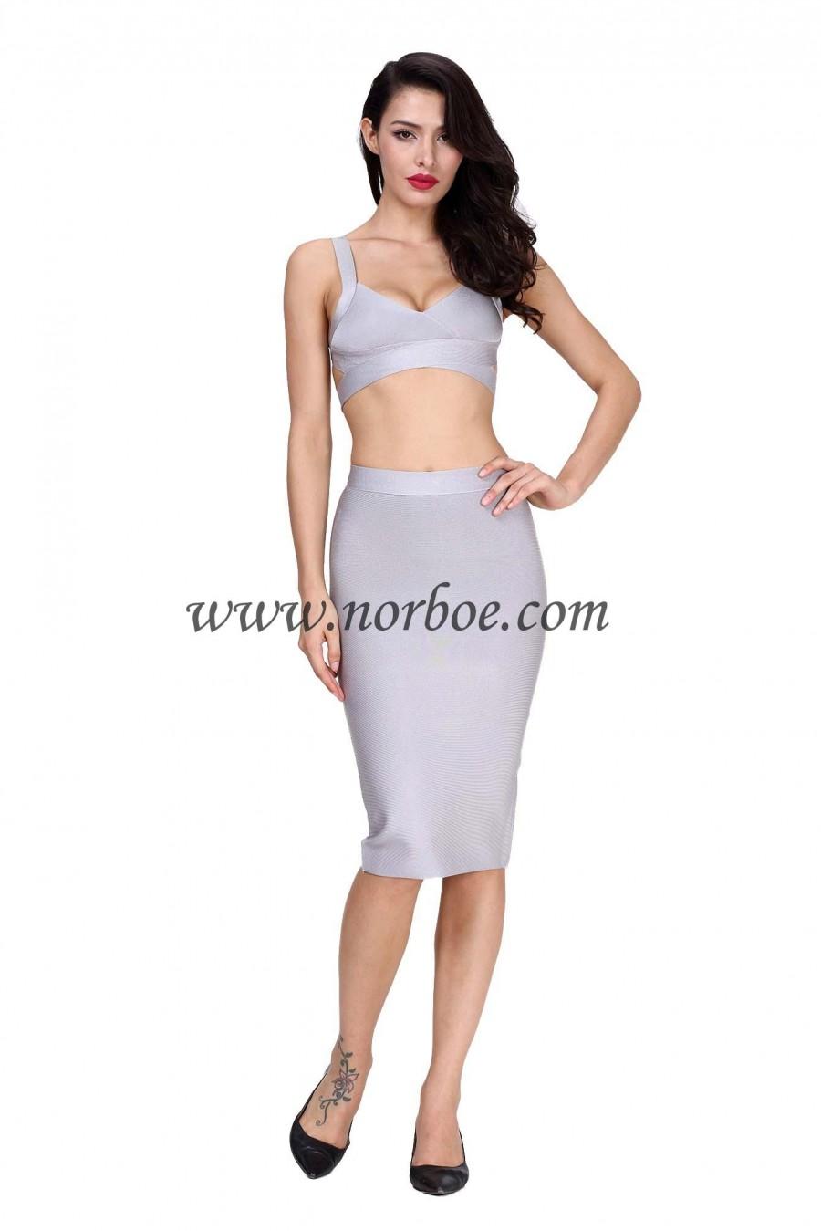 زفاف - Norboe Premium Quality Bandage Dress-Gray