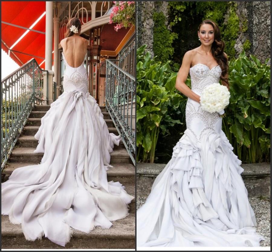 زفاف - Discount Sexy Backless Wedding Dresses Mermaid Beads Tulle Tiers Sweetheart Color Open Back Bridal Dress Gowns 2015 Vestidos De Novia Custom Made Online with $141.9/Piece on Hjklp88's Store 