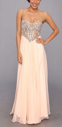 Wedding - Glamour Beaded Mesh Bodice Strapless Gown S7376
