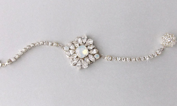 Свадьба - Wedding Bracelet, OPAL Bracelet, Bridal Bracelet, Swarovski Crystals, Vintage Style, Rhinestone Bracelet, Wedding Jewelry - BECCA