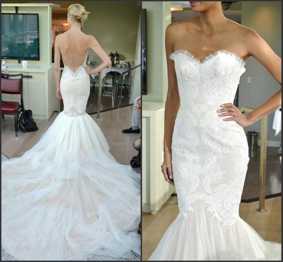 Mariage - Discount Vintage Lace Mermaid Backless Wedding Dresses Sheer Bolero Sweetheart See Through Puffy Sexy Bridal Dress Gowns 2015 Vestidos De Novia Online with $124.98/Piece on Hjklp88's Store 