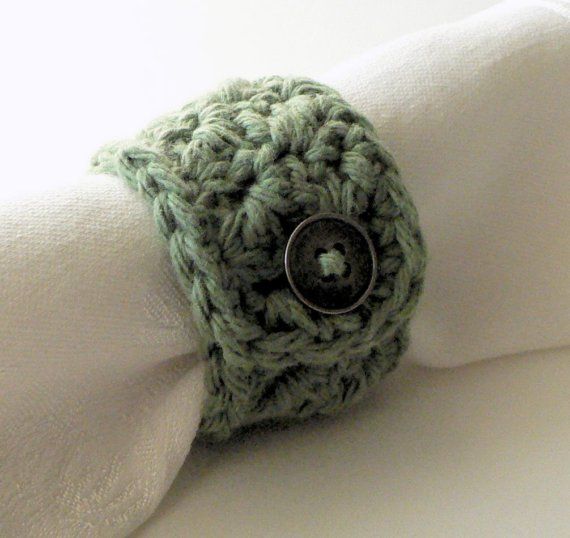 Wedding - Ready To Ship Sage Green Cotton Napkin Rings Set