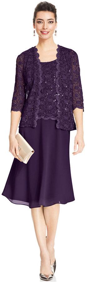 Mariage - R&M Richards Petite Sequin Lace Dress and Jacket