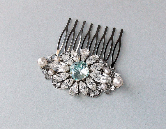 Mariage - Wedding Hair Comb, Crystal Hair Comb, Pearl Hair Comb, Something Blue, Gatsby Hair Comb, Vintage Style, Bridal Headpiece - CLAIRE