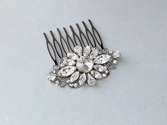 Wedding - Wedding Hair Comb, Crystal Hair Comb, Swarovski Crystals, Gatsby Hair Comb, Vintage Style, Bridal Headpiece - ABIGAIL