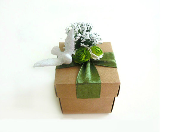 زفاف - 25 rustic green favor kraft box, wedding, bridal shower, baby shower candy or goft box.