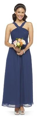 Wedding - Women's Plus Size Chiffon Halter Maxi Bridesmaid Dress Academy Blue 16W - TEVOLIO