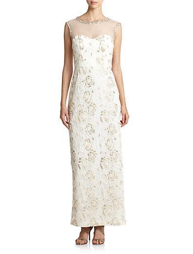 Mariage - Sue Wong Rose-Embroidered Illusion Gown