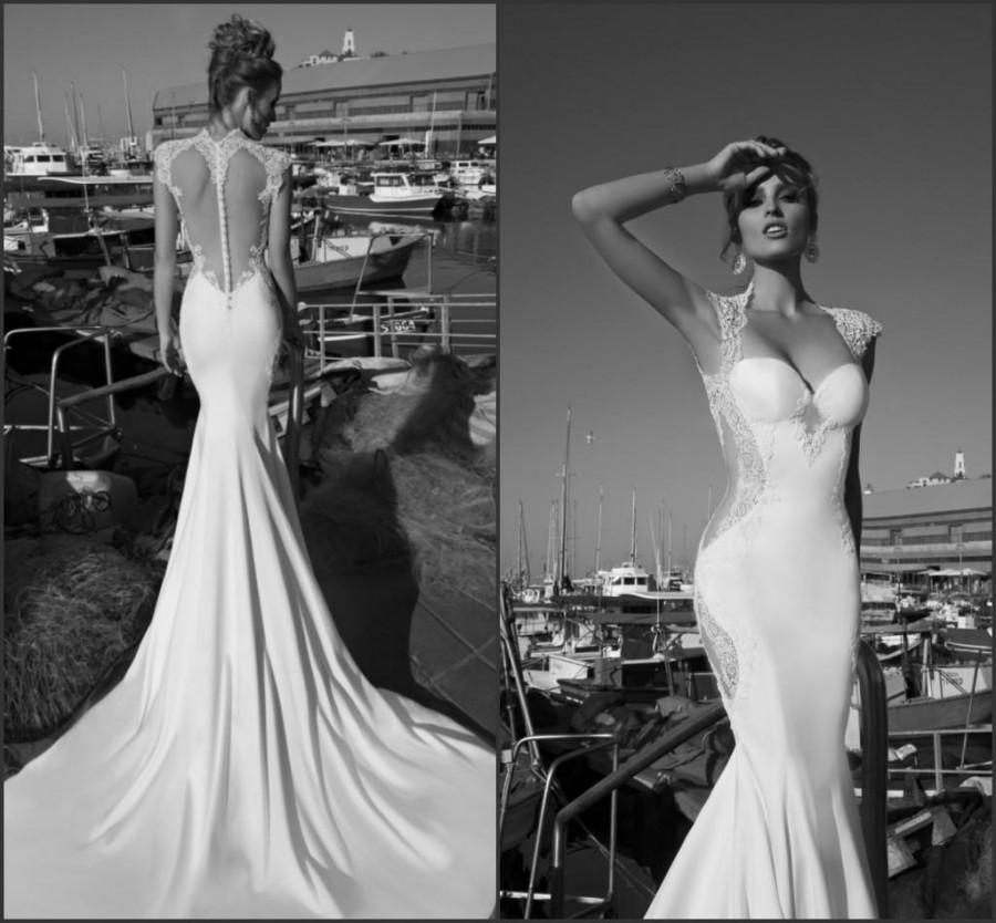 Mariage - Discount New Arrival Beach Mermaid Galia Lahav Wedding Dresses Satin Capped Sweep 2015 Lace Train Bridal Gown Custom See Through Vestido De Noiva Online with $116.92/Piece on Hjklp88's Store 