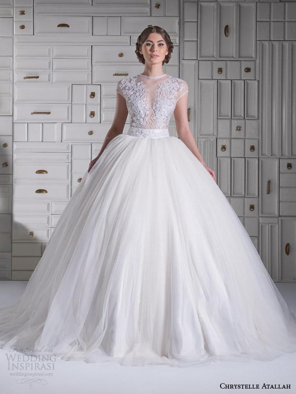 Mariage - Discount 2015 New Arrival Chrystelle Atallah Applique Beaded Illusion Tulle Ball Gown Wedding Dresses Jewel Bridal Gowns Covered Button Wedding Dress Online with $157.07/Piece on Hjklp88's Store 