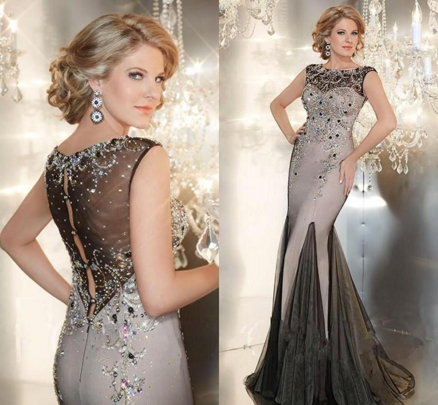 Свадьба - Discount Custom Made Designer Evening Gowns Crystals Beaded Evening Dresses 2015 Mermaid Stretch Satin Vintage Sexy Sheer Prom Dresses Party Evening Online with $114.5/Piece on Hjklp88's Store 