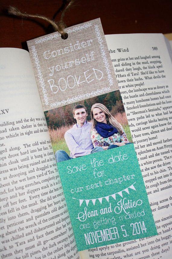 Hochzeit - Save The Date Bookmarks - Custom Save The Dates - Literary, Library Weddings- Custom Colors And Text. PDF Or Printed