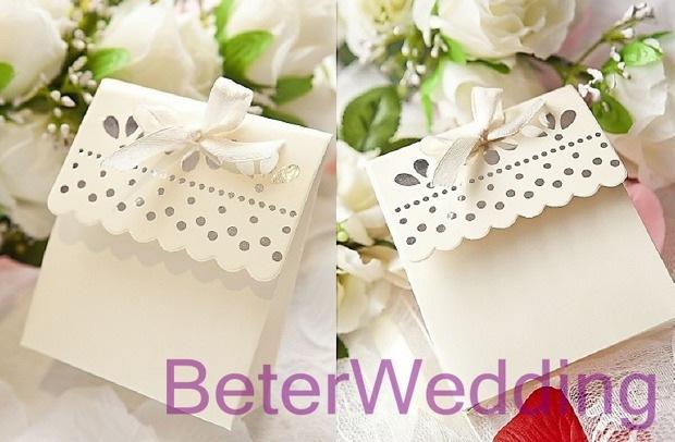 Mariage - 12pcs silver beaded Scalloped Candy Box派對摆设布置TH003