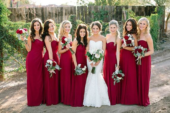 Свадьба - 2014 New Bridesmaids Dress Maroon Red Bridesmaids Cheap Burgundy Bridesmaids Dress Long Bridesmaids Dress