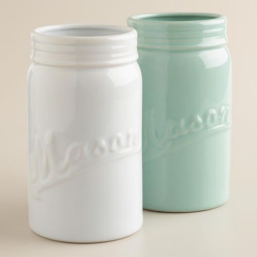 Hochzeit - Large Mason Jar Vases, Set Of 2