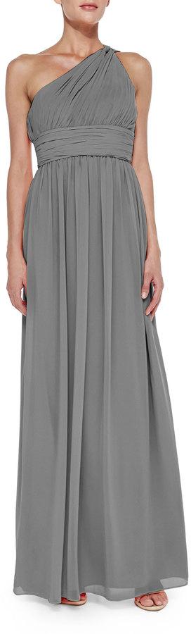 Mariage - Donna Morgan One-Shoulder Chiffon Gown, Sterling