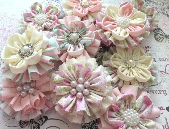 زفاف - 10 shabby chic handmade flowers