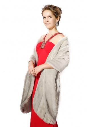 زفاف - Ladies fake fur shawl or long fur shawl