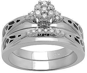 Hochzeit - FINE JEWELRY 1/5 CT. T.W. Diamond Wedding Ring Set Sterling Silver