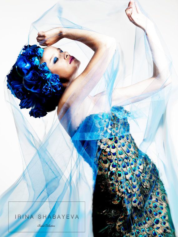Свадьба - IRINA SHABAYEVA COUTURE Peacock Feather Dress Also Comes As A Gown
