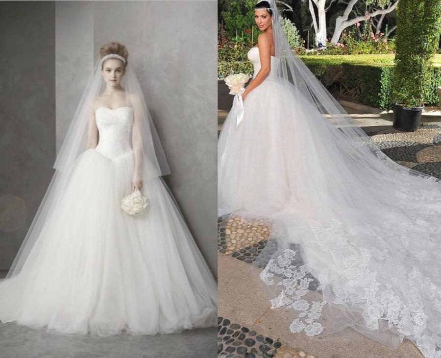 Wedding - Celebrity Wedding Dress Luxury Hot Sale Actual Images Strapless Lace And Tulle Ball Gown Wedding Dresses Bridal Gowns 2014 Kim Kardashian, $124.4 