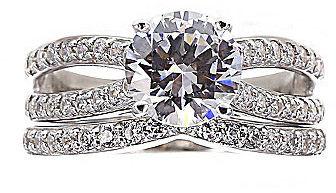 Hochzeit - FINE JEWELRY DiamonArt Cubic Zirconia Sterling Silver Bridal Ring Set