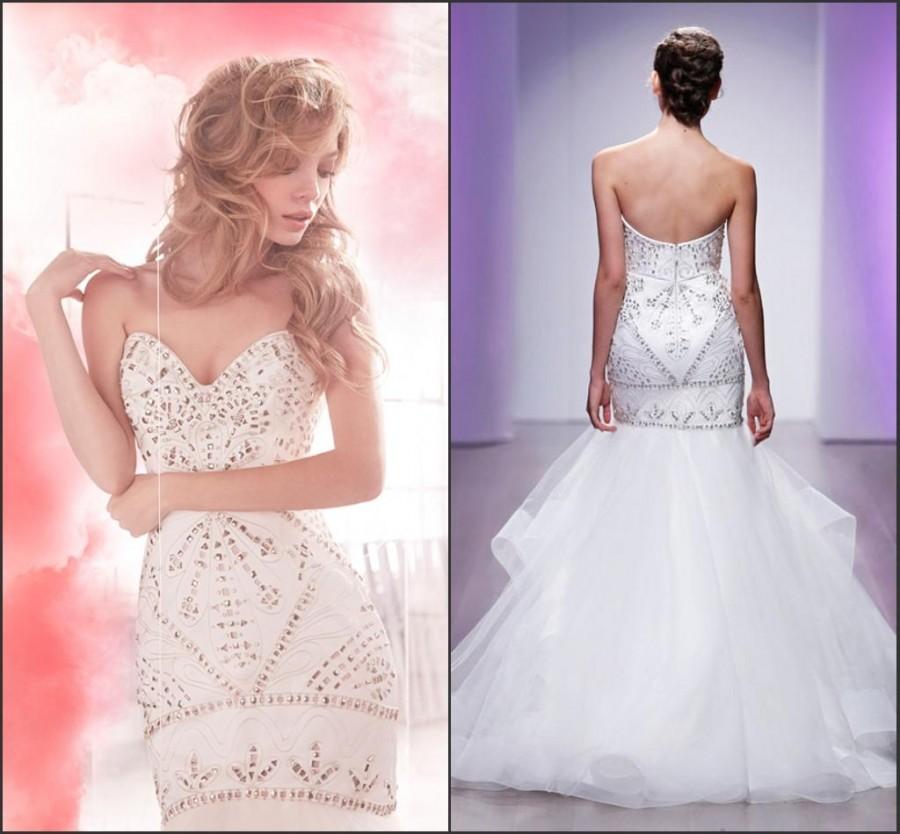زفاف - Exquisite Wedding Dresses Mermaid Hayley Paige White Crystal Beads Sleeveless Appliques Bodice Tulle Bridal Dresses Ball Gowns Chapel, $141.1 