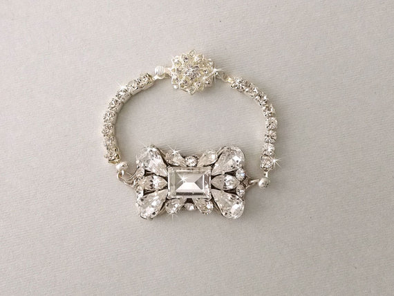 Свадьба - Wedding Bracelet, Gatsby Bracelet, Bridal Bracelet, Swarovski Crystals, Vintage Style, Rhinestone Bracelet, Art Deco Style - ANASTASIA