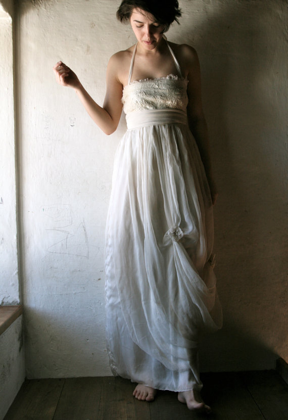 Hochzeit - Silk Wedding dress, Alternative gown, Long silk dress, Corset dress, Outdoors beach wedding, Organic fairy dress, Hippie boho, 1920s style