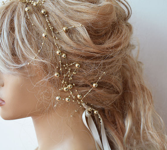 زفاف - Wedding Pearl  headband, Gold Pearl Headband, Bridal Headband, Bridal Accessories, Wedding Accessories