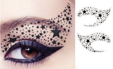 Mariage - 1 Pair Temporary Tattoo Eye Makeup Eyeshadow lover Stars Masquerade bachelorette valentine's day gift for her color guard bridesmaid gift