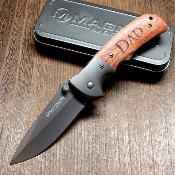زفاف - Knife with Huali Wood Handle, Magnum Cooperator, Personalized Groomsmen Gift, Birthday, Father's Day, For Him, Custom Pocket Knives