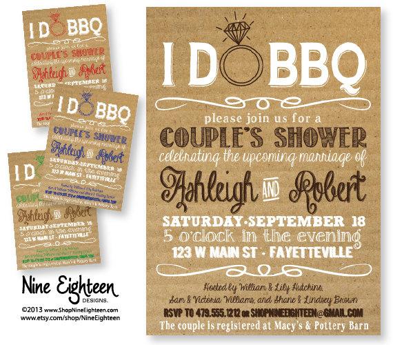 Hochzeit - I Do BBQ Couples Shower, Barbeque Bridal Shower. Custom Printable PDF/JPG invitation. I design, you print. Made to Match add ons available.