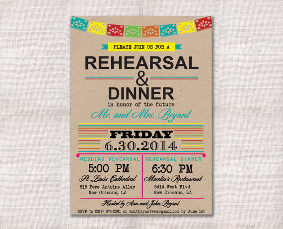 Свадьба - Fiesta Wedding Rehearsal Dinner invitation custom printable 5x7